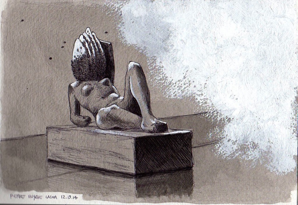 Bees and Fog 2014 ink and gouache on paper 5x8 inches