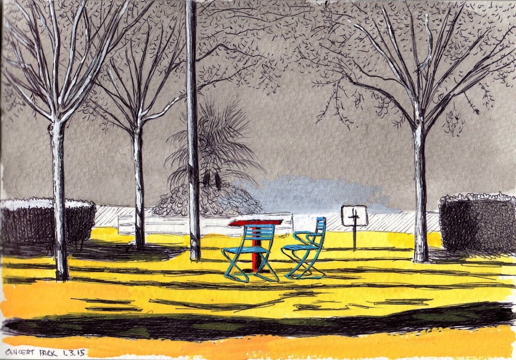 Concert Park 2014 ink and gouache on paper 5x8 inches