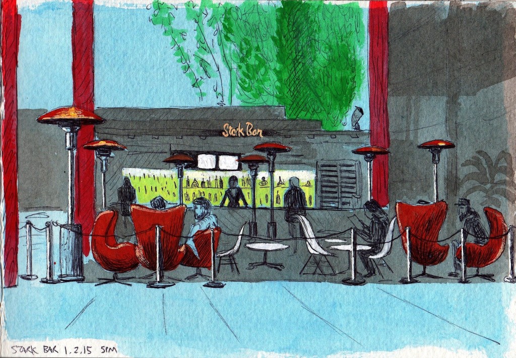 Stark Bar 2014 ink and gouache on paper 5x8 inches