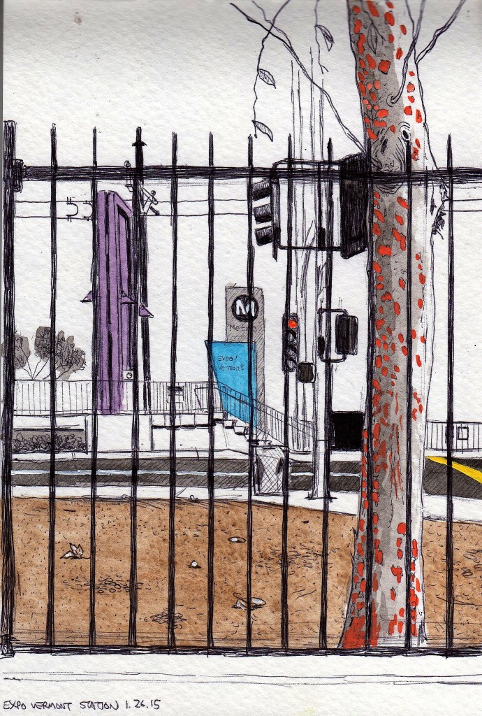 Natural History Museum Metro Station 2014 ink and gouache on paper 8x5 inches