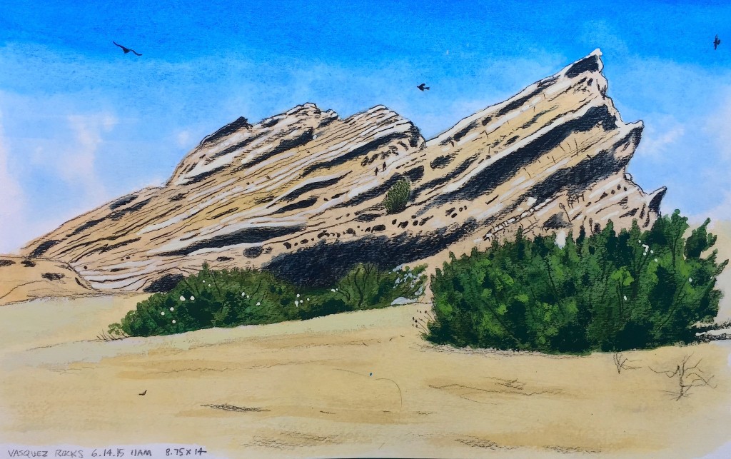 Vasquez Rocks 1, June 14, 2015 2015 Graphite and gouache on paper 8.75x14 inches