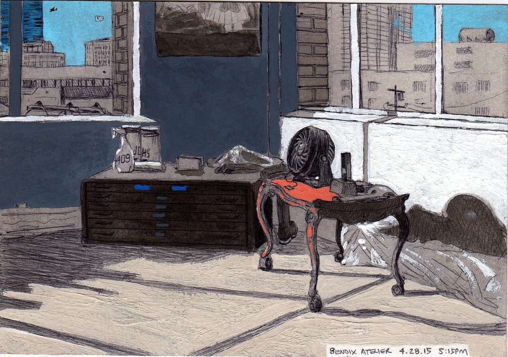 Bendix Atelier. April 28, 2015 2015 ink and gouache on paper 5x8 inches