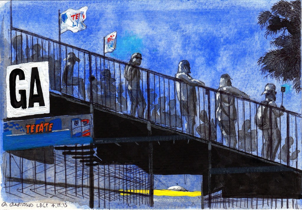 GA Grandstand 2015 ink and gouache on paper 5x8 inches